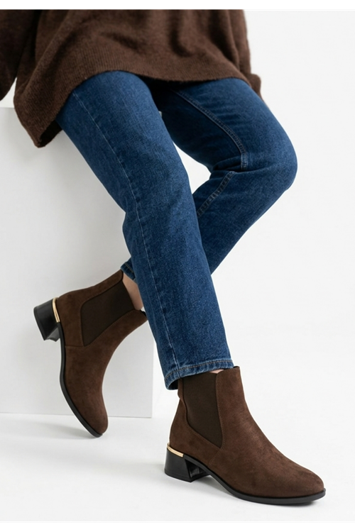 Gena Kahverengi Süet Topuklu Bot