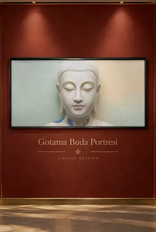 Gotama Buda Portresi – Zen ve Spiritüel Temalı Çerçeveli Tablo | Büyük Boy Kanvas (2:1)