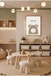 Sevimli Ayı Portresi – Minimalist Bebek Odası Temalı Çerçeveli Tablo | 3:4 Kanvas