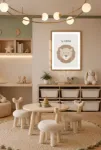 Sevimli Aslan Portresi – Minimalist İskandinav Bebek Odası Çerçeveli Tablo | 3:4 Kanvas