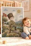Minik Türk Askeri – Millî ve Tarihî Temalı Çerçeveli Tablo | 3:4 Kanvas