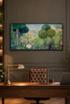 Gustav Klimt Tarzı Pastel Çiçekli Bahçe – Empresyonist Doğa Temalı Çerçeveli Tablo | Büyük Boy Kanvas (2:1)