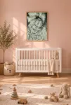 Battaniye Altına Saklanan Siyah Kedi – Minimalist Kedi Temalı Çerçeveli Tablo | 3:4 Kanvas